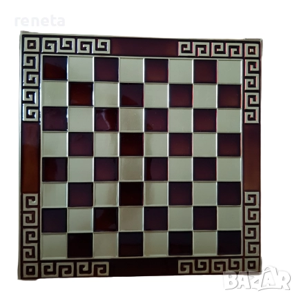 Шах Класика, Метална дъска, метални фигури, Червен, 28х28 см, снимка 2 - Шах и табла - 52528342