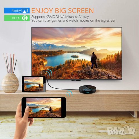 TV Андроид Бокс HK1 Max RK3318 2.4GHz Android 9.0 KODI 18.0 4GB RAM и 32GB ROM, UltraHD 4K, Mini PC , снимка 2 - Плейъри, домашно кино, прожектори - 33765244
