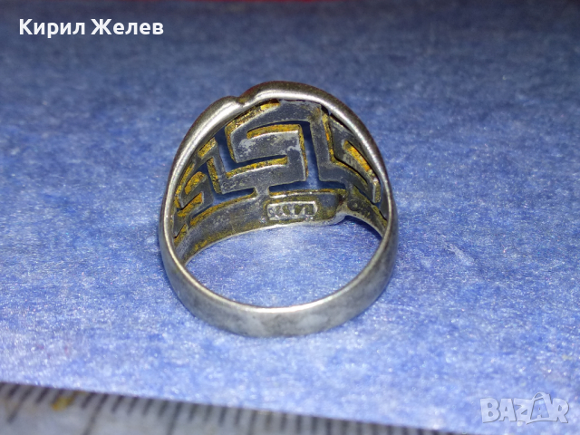 СТАР АЖУРЕН СРЕБЪРЕН ПРЪСТЕН ЛАКИРАНО СРЕБРО 925 МАЙСТОРСКА РЪЧНА ВИНТИДЖ ИЗРАБОТКА 43790, снимка 7 - Пръстени - 44664257
