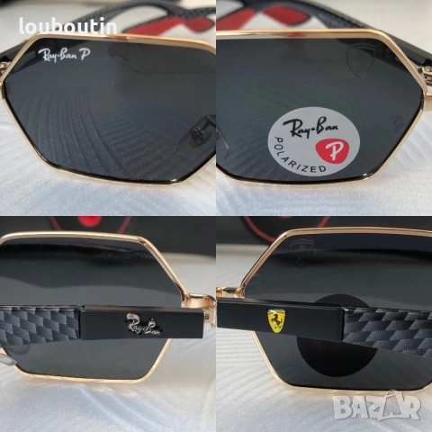 Ray Ban Ferrari мъжки слънчеви очила осмоъгълни с поляризация, снимка 4 - Слънчеви и диоптрични очила - 52916045