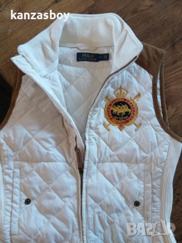 Polo Ralph Lauren Equestrian Vest Suede Trim White Quilted Full Zip - страхотен дамски елек , снимка 2 - Елеци - 42925510