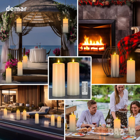 PChero соларни акумулаторни свещи с дистанционно управление, 2 бр. LED - 25,4 см, снимка 8 - Декорация за дома - 44658350