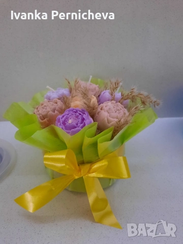 Букет от соеви свещи , снимка 7 - Изкуствени цветя - 54115302