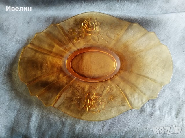 стъклен поднос,плато арт деко