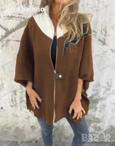 Есенно-зимно дамско свободно яке с яка и цип, 9цвята , снимка 10 - Якета - 48242658