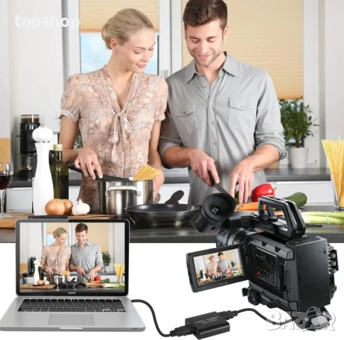 НОВА аудио видео карта за заснемане с микрофон и HDMI изход, 1080p 60fps 4K HDMI, за игри, стрийминг, снимка 5 - Кабели и адаптери - 50575675