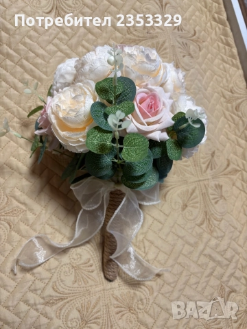 Букет от изкуствени цветя - подходяща за сватба, снимка 2 - Сватбени аксесоари - 51647059