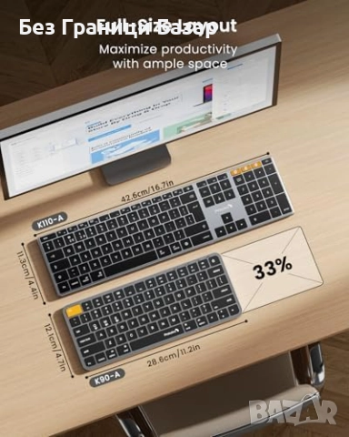 Нова Пълноразмерна Bluetooth клавиатура с LED подсветка за Mac устройства, снимка 6 - Клавиатури и мишки - 52748787