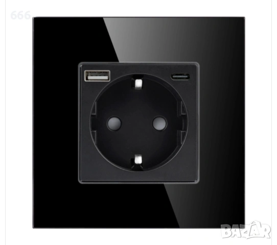 Контакт ШУКО 2P+E 16A + USB тип A+C 3A 15W скрит монтаж