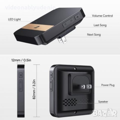 Вътрешен Злектронен Звънец с Wi-Fi Свързване към Смарт Видеодомофон 25~110db 52 Мелодии 4 Нива Сила, снимка 3 - Комплекти за видеонаблюдение - 30103804