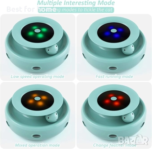 Интерактивна играчка за котки, произволно въртяща се с LED светлини , снимка 5 - За котки - 52963622