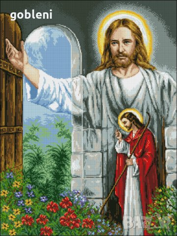 гоблен "ПРЕД РАЙСКАТА ВРАТА" Д46 - размери 27*36 см,; 33 цвята; 39 лв., снимка 3 - Гоблени - 31933857