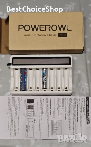 Зарядно устройство за 8 батерии Powerowl, Fast Charge с 8 слота за AA/AAA батерии, LCD дисплей, снимка 6 - Друга електроника - 53254024