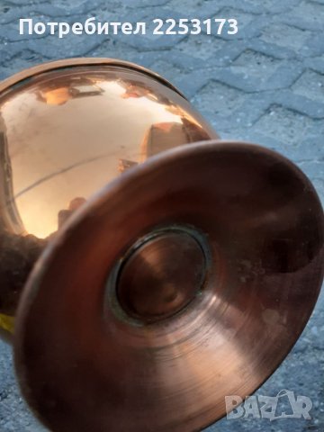 Стара медна кана с бронзова дръжка, снимка 4 - Декорация за дома - 38504568