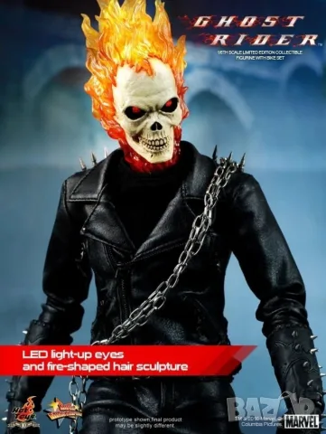 ХОТ ТОЙС ПРИЗРАЧЕНИЯТ ЕЗДАЧ С АДСКИЯ МОТОР - Hot Toys MMS133 - Ghost Rider With Hellcycle, Very rare, снимка 8 - Колекции - 55964399