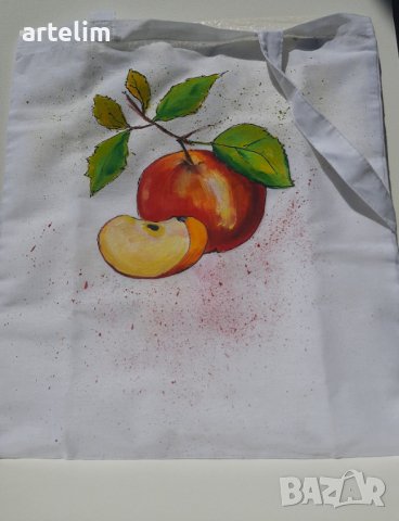 Ръчно рисувана торбичка  "Ябълки "