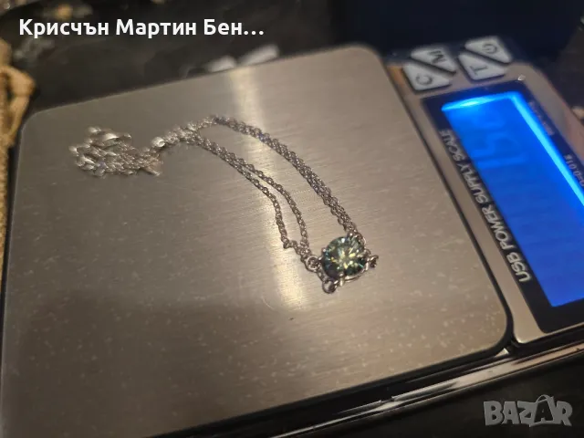 Гривна +пръстен с Мойсанит и диамант 3к проба 925, снимка 4 - Колиета, медальони, синджири - 49605878