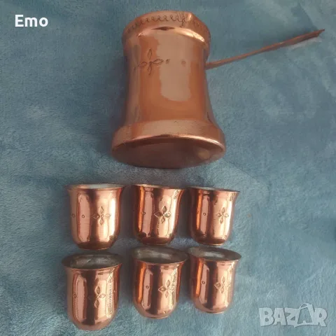 Меден сет за кафе с поднос, джезве и 6 чаши, снимка 6 - Сервизи - 55811994