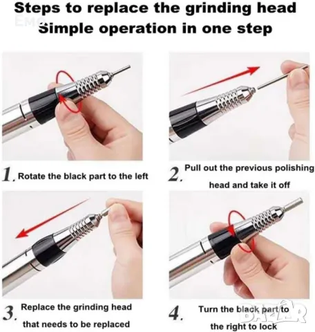 Компактна преносима електрическа пила за маникюр с LED дисплей, снимка 4 - Други - 47365372