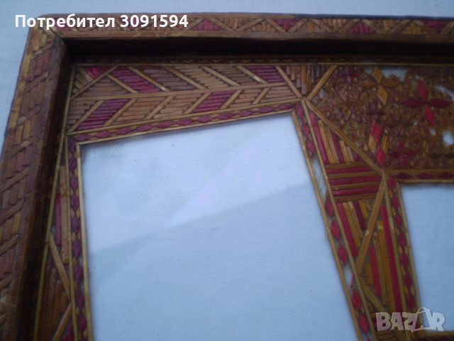 Старинна рамка за снимки ръчно изработена от сламки, снимка 5 - Антикварни и старинни предмети - 36599519