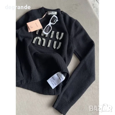 Пуловер MIU MIU с нашити перли, снимка 3 - Блузи с дълъг ръкав и пуловери - 51429672