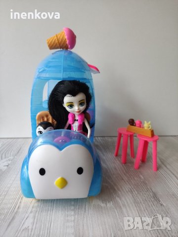 Комплект камион за сладолед и кукла пингвин и любимец. Енчантималс Enchantimals  35лв., снимка 2 - Кукли - 37446504