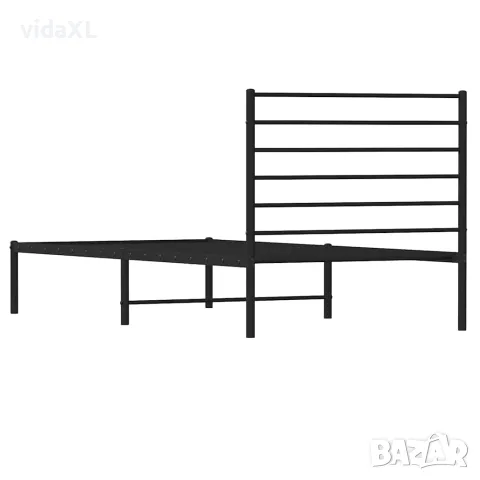 vidaXL Метална рамка за легло с горна табла, черна, 75x190 см, снимка 8 - Спални и легла - 56147228