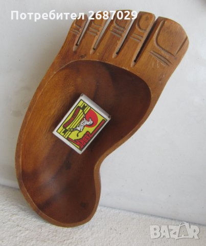 дървен съд  крак - стъпало, дърворезба, поднос, чиния, снимка 1