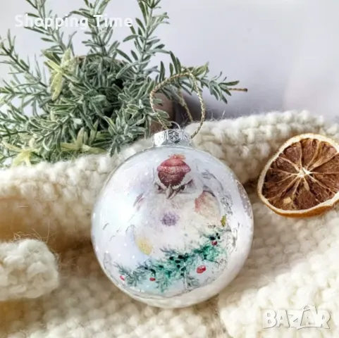 НОВА ръчно декорирана голяма стъклена топка 10см, Спиди/лично предаване, снимка 2 - Декорация за дома - 48342151
