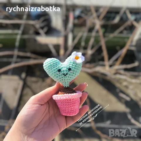 Плетен кактус сърце, снимка 3 - Подаръци за жени - 28442617