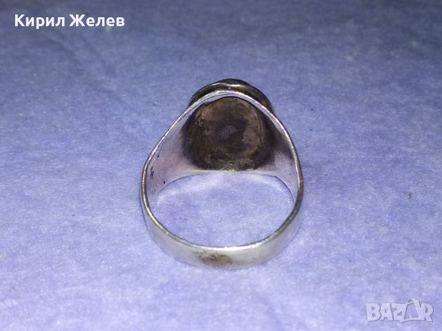 Стар АНГЛИЙСКИ СРЕБЪРЕН СКЪПОЦЕНЕН ПРЪСТЕН СРЕБРО ВИСОКА ПРОБА с РЪЧНО ШЛИФОВАН ЧЕРЕН ОНИКС 40637, снимка 16 - Антикварни и старинни предмети - 42599665