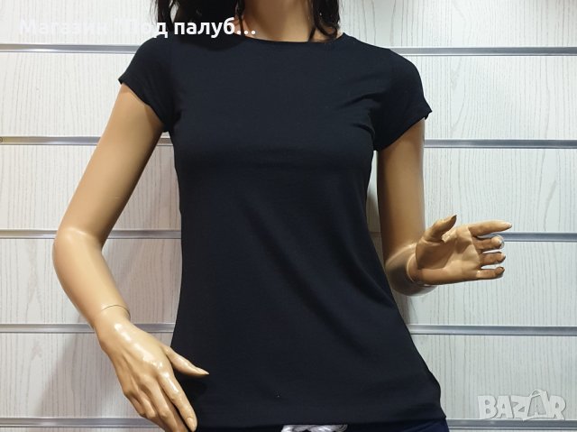 Нова дамска изчистена черна тениска, снимка 2 - Тениски - 29608617