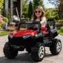 Детско електрическо бъги 4×4 с дистанционно, LED, USB и MP3 – 4 мотора, червено, снимка 3