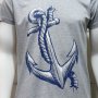 Нова мъжка сива тениска с трансферен печат Голяма котва, морска, снимка 2
