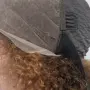 Къса естествена афро перука с обем - кафява с руси кичури | Lace Front 13x4, снимка 7
