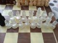 Немски шах дървена кутия,стъклени и дървени фигури, снимка 8