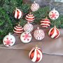 3249 Комплект коледни топки за елха Бяло и червено, 12 броя, снимка 4