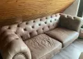 Честърфийлд chesterfield оригинален кожен диван биволска кожа, снимка 1