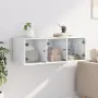 vidaXL Стенен шкаф със стъклени врати, бял, 102x37x35 см, снимка 3