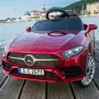 Червена акумулаторна кола Mercedes Benz CLS350 с кожена седалка 12V, снимка 3
