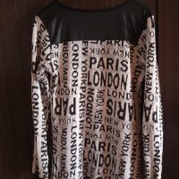 Блуза машинно плетиво с надписи размер М, снимка 2 - Блузи с дълъг ръкав и пуловери - 30073160