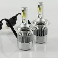LED Диодни крушки за фарове C6 H4 и Н7 2бр/к-т 6000 k, 72 W, 7600 lm, IP 67 12-24 V, снимка 1 - Аксесоари и консумативи - 38720510