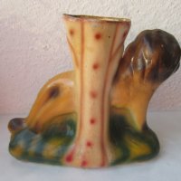 Стара ваза с лъв, керамика, снимка 3 - Статуетки - 30118602