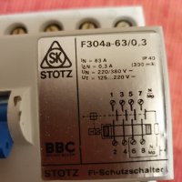 Дефектнотокова защита BBC  STOTZ  63A 300mA  3 х 230VAC нова, снимка 2 - Други машини и части - 31428425