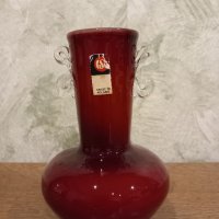 стъклена ваза червено стъкло , снимка 2 - Вази - 42500409
