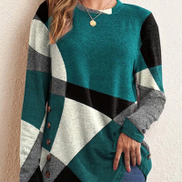 Дамска преходна блуза с геометричен модел, 5цвята , снимка 7 - Блузи с дълъг ръкав и пуловери - 44559855