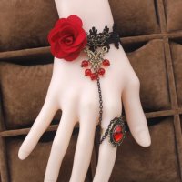 Дамско украшение с пръстен и роза, снимка 5 - Други - 31806175