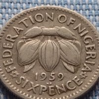 Монета 6 пенса 1959г. Нигерия кралица Елизабет втора 41105, снимка 4 - Нумизматика и бонистика - 42802154