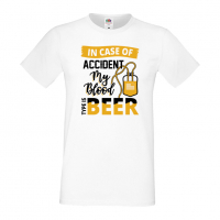 Мъжка тениска In Case Of Accident My Blood Type Is Beer,Бира,Бирфест,Beerfest,Подарък,Изненада,Рожде, снимка 2 - Тениски - 36378219