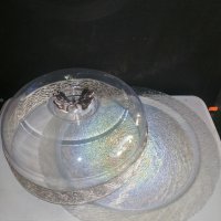 Стъклен поднос за торта/кекс с капак, снимка 5 - Аксесоари за кухня - 40012060